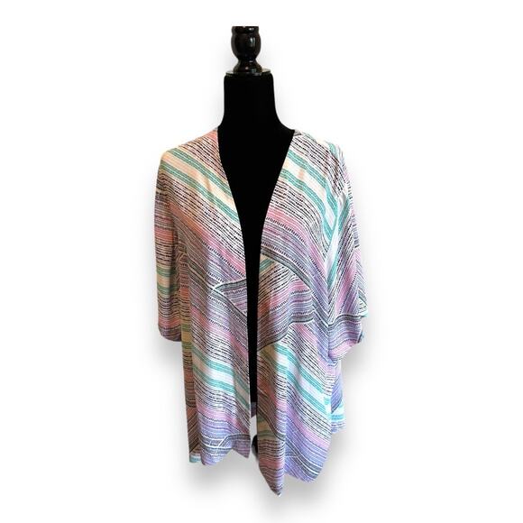 Chico's Womens Jacket Sz 3 XL 16 Rainbow Dots Easy Kimono Purple Pink Teal - Picture 6 of 12